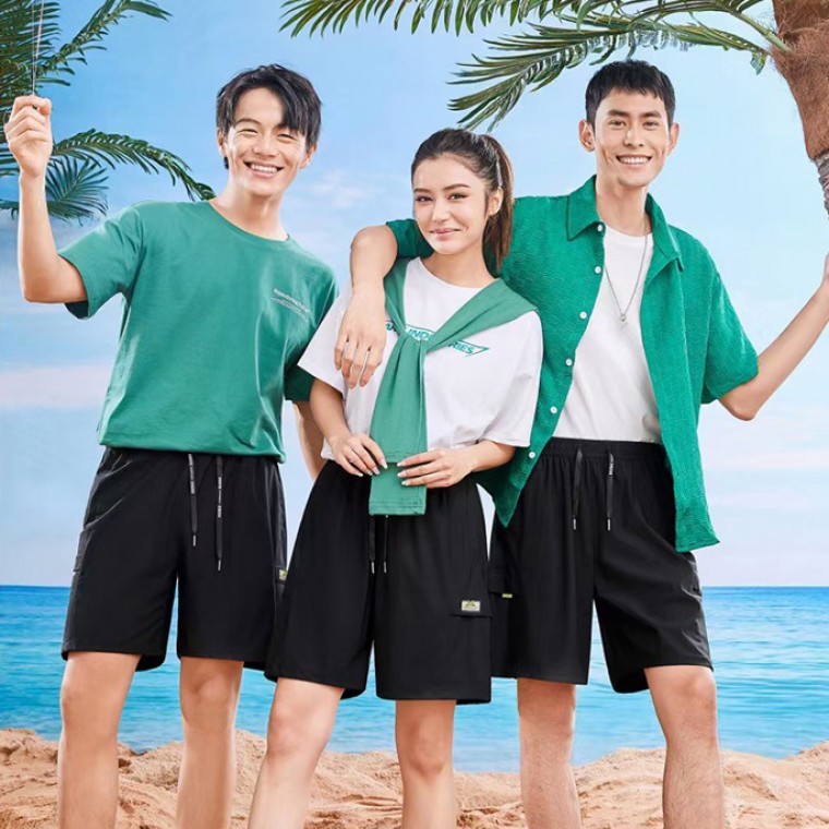 夏季防曬防污運動情侶款寬鬆高彈涼感速乾休閒工裝短褲安摩兒