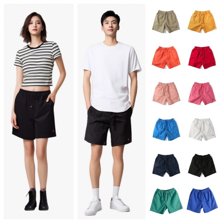 韓國情侶款彩色純棉運動休閒寬鬆純色短褲安摩兒
