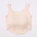 純色露臍弧形下擺雙U無袖bra背心安摩兒