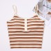 英倫條三粒扣短款吊帶bra背心安摩兒