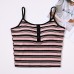 英倫條三粒扣短款吊帶bra背心安摩兒
