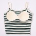 英倫條三粒扣短款吊帶bra背心安摩兒