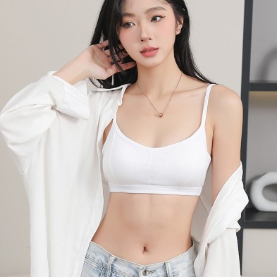 拼接螺紋罩杯一體細肩bra內衣安摩兒 拼接螺紋罩杯一體細肩bra內衣安摩兒